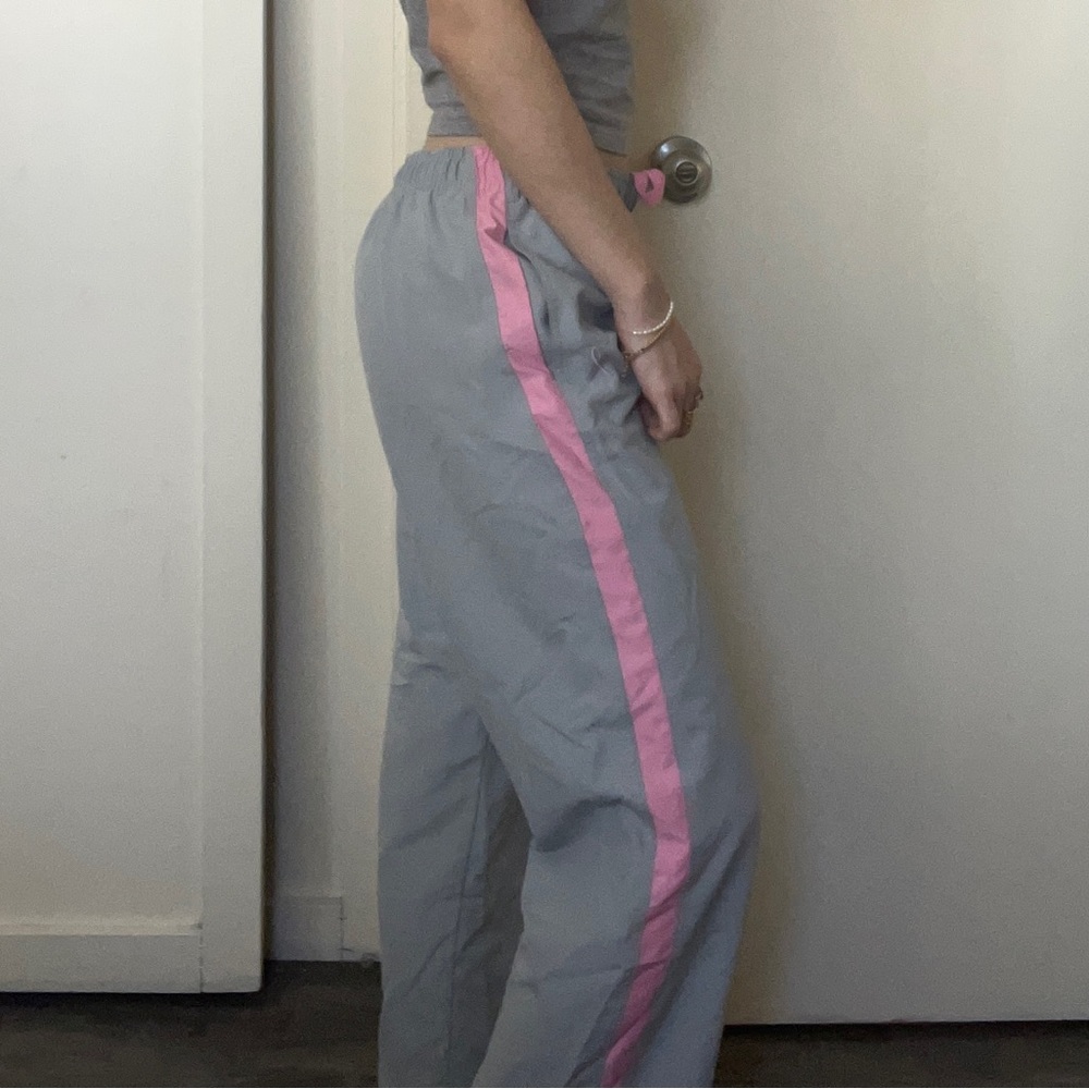 Reebok gray/pink track pants